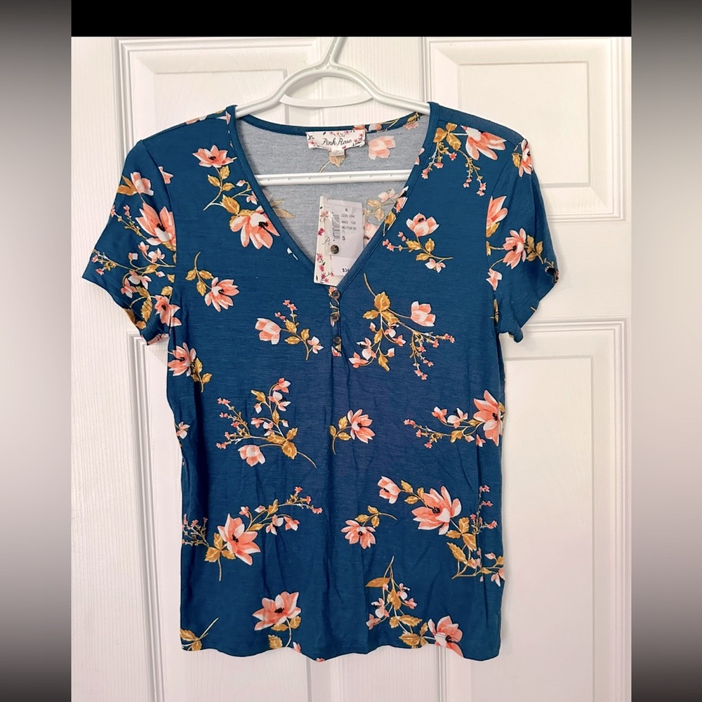 Pink Rose Henley Top